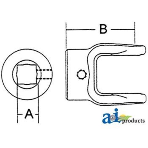 A & I Products Implement Yoke, 7/8" Square Bore, w/ Set Screw 2" x3" x4" A-804-1014